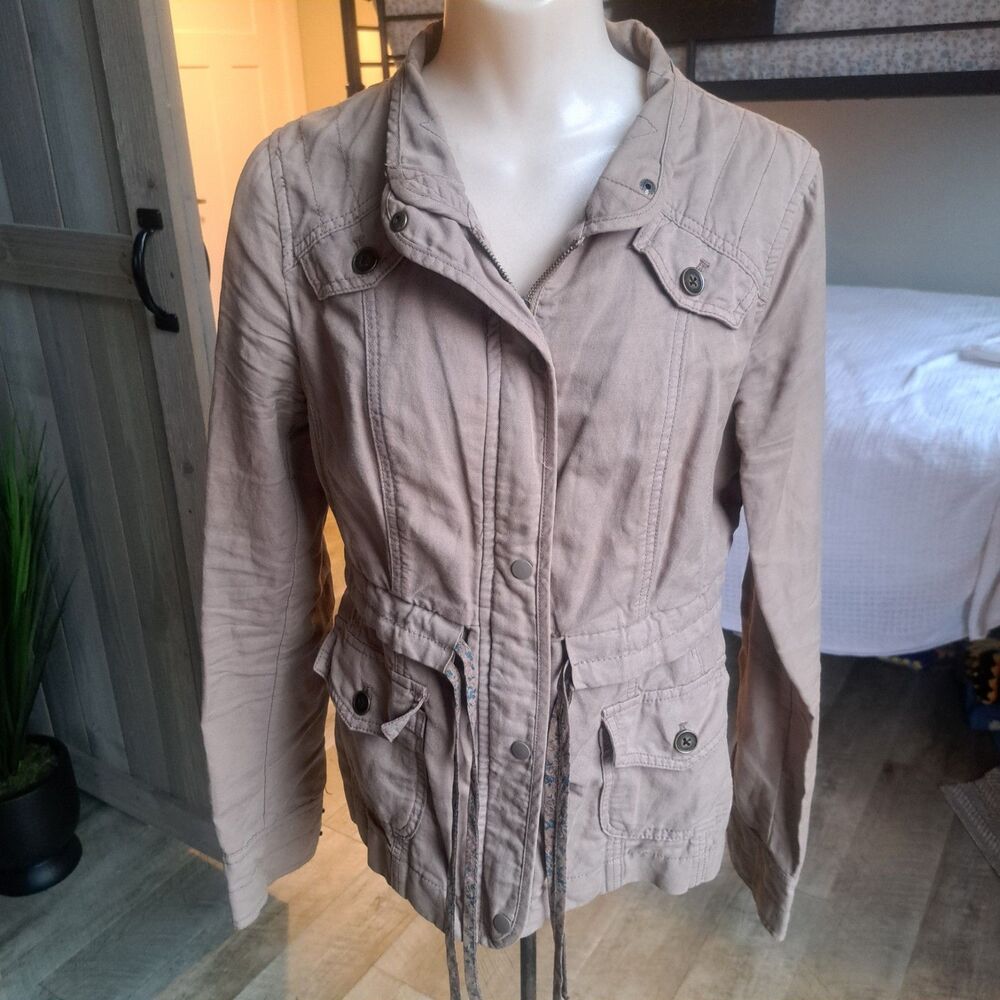 Daughters Of The Liberation Anthropologie Size 4 Tan Lightweight Utility Jacket